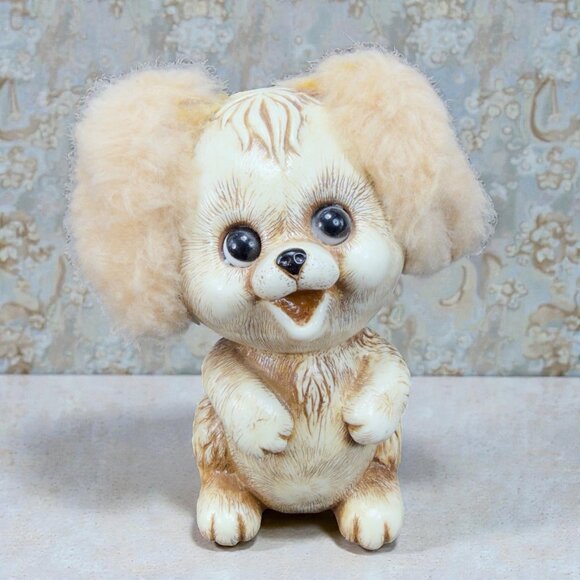 Vintage Decor Other - 1970 Kitschy Bank Plastic Dog Animal Fuzzy Ears Creative Vintage Decor Whimsical